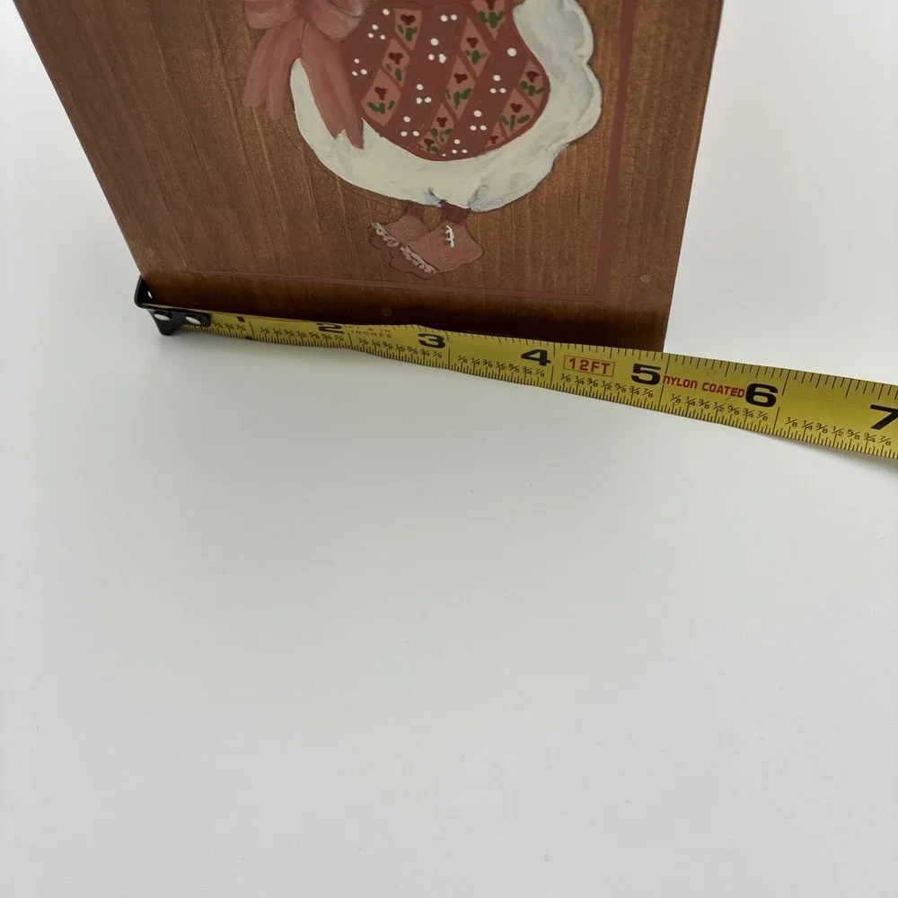 Vtg Hand Painted Wooden Caddy Folk Art Heart Duck Country craft Organizer Blue